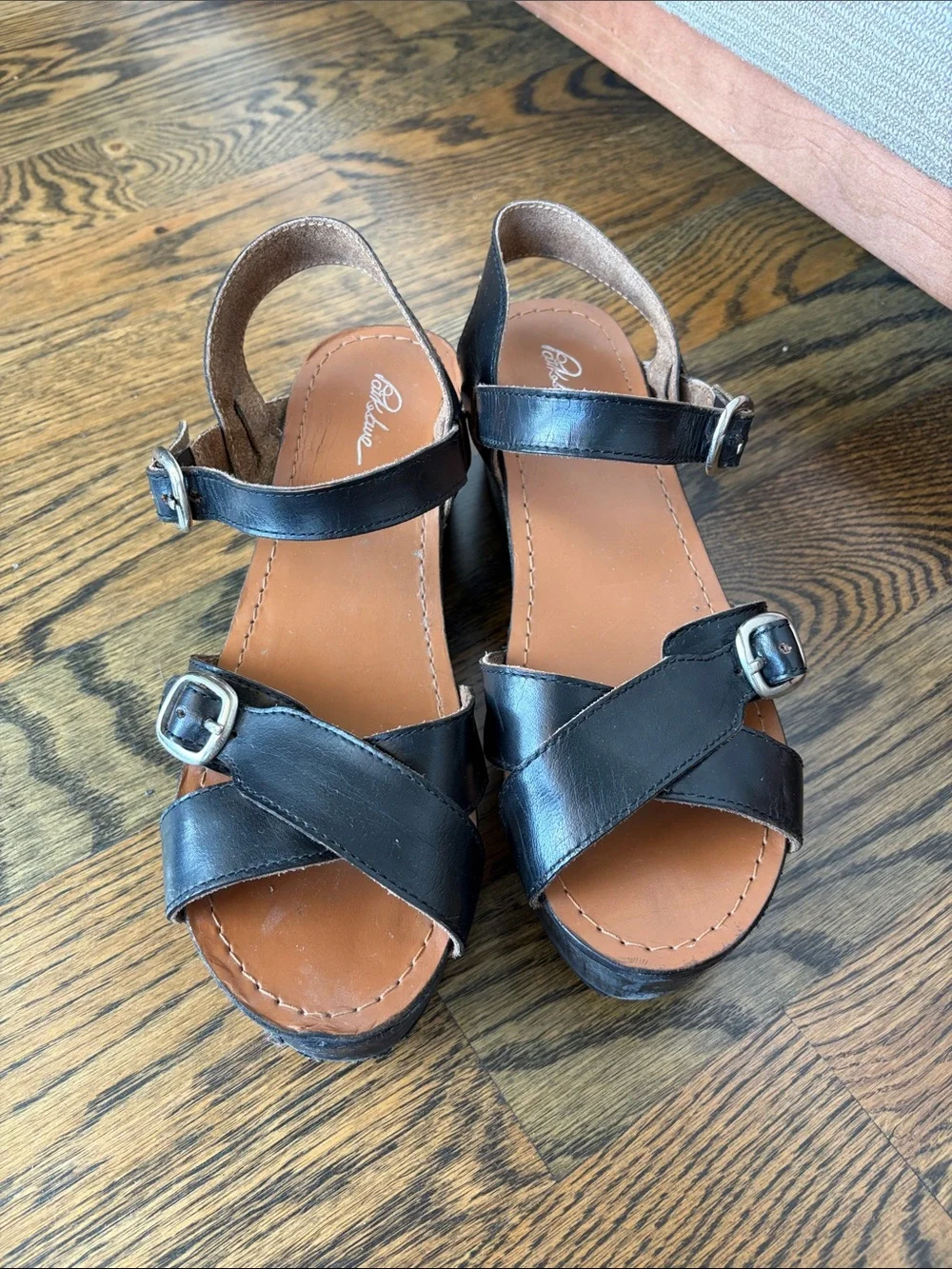 Women’s Black Platform Sandals with Ankle Strap